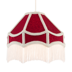 Classic Victorian Style Empire Pendant Shade in Burgundy Red Fabric