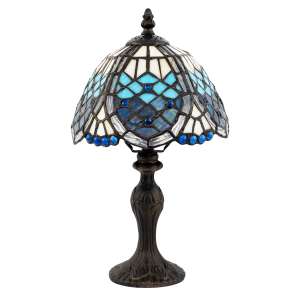 Sleek Hand Crafted Beaded Tiffany Table Lamp in Midnight and Sky Blue