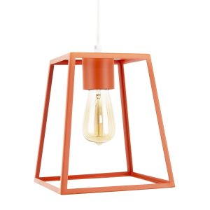 Industrial Lantern Lamp Shade in Orange with Square Top and Bottom