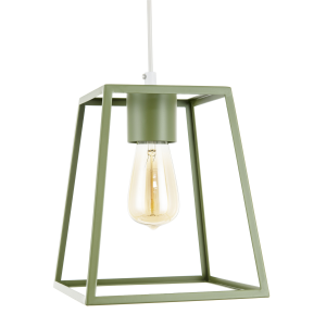 Olive Green Industrial Lantern Lamp Shade with Square Top and Bottom
