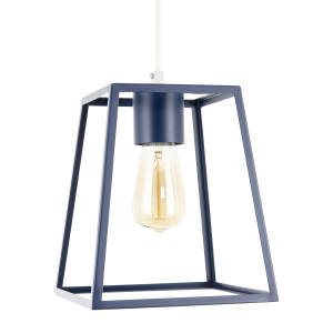 Industrial Lantern Lamp Shade in Navy Blue with Square Top and Bottom
