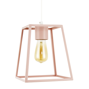 Industrial Lantern Lamp Shade in Matte Pink with Square Top and Bottom