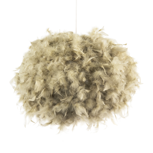 Modern and Unique Large Olive Green Feather Decorated Pendant Shade