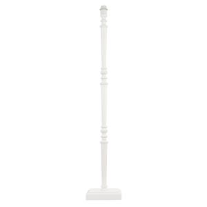Chic White Wood Standing Floor Lamp with Square Base and Foot Switch