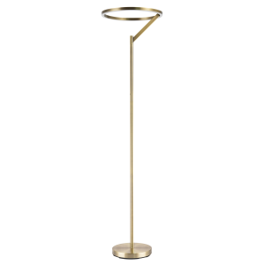 Designer Floor Lamp in Antique Brass with Large LED Halo Light Ring