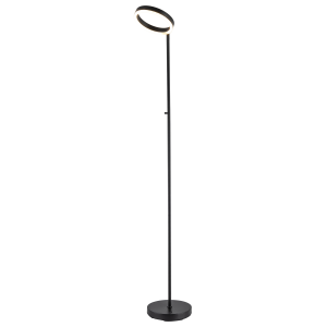 Modern LED Halo Ring Floor Lamp in Matte Black with CCT Dimmer Button