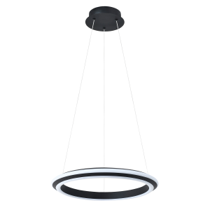 Modern LED Circular Halo Pendant Light Fitting in Matte Sand Black
