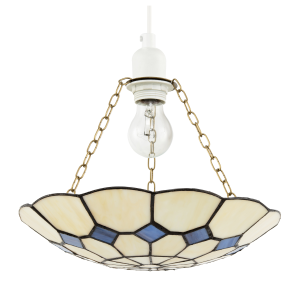 Classic Amber Stained Glass Tiffany Pendant Shade with Purple Diamonds