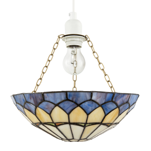 Lavender Purple Stained Glass Domed Tiffany Pendant Shade with Chains