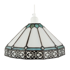 Chic 1920s Shabby Chic Pendant Light Shade with Metal Scrollwork Decor