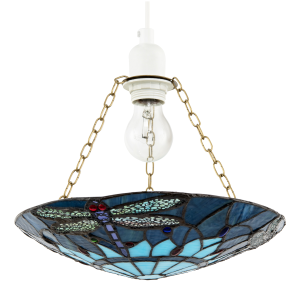 Midnight and Sky Blue Dragonfly Tiffany Glass Easy Fit Pendant Shade