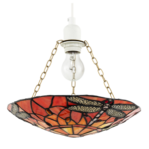 Vivid Orange and Amber Dragonfly Tiffany Glass Easy Fit Pendant Shade
