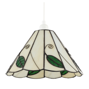 Chic Floral Tiffany Glass Pendant Light Shade with Ornate Green Leaves