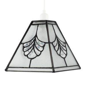 Traditional Clear Glass Tiffany Pendant Light Shade with Floral Panels