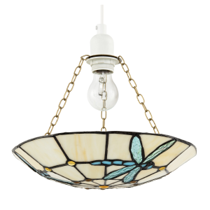 Aqua Sky Blue and Emerald Green Dragonfly Tiffany Glass Pendant Shade