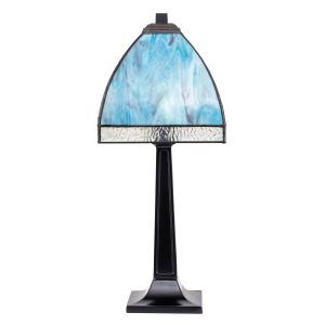 Emerald Green and Teal Mix Tiffany Glass Table Lamp with Black Base