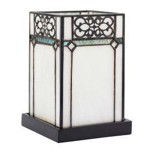 1920s Vintage Rectangular Tiffany Glass Table Lamp in Emerald Green