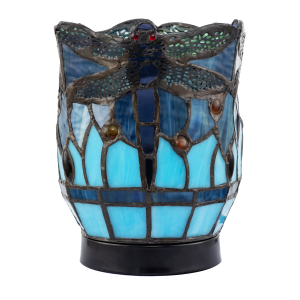 Classic Dragonfly Tiffany Uplighter Lamp in Midnight and Sky Blue