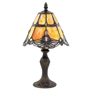 Quirky and Petite Orange Stained Glass Tiffany Lamp with Clear Beads