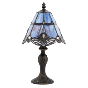 Quirky and Petite Purple Stained Glass Tiffany Lamp with Clear Beads