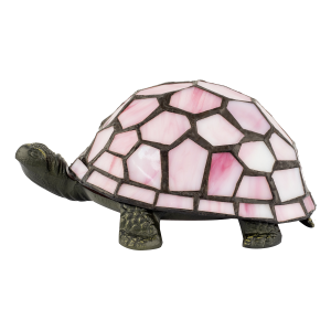 Classic and Quirky Soft Pink Stained Glass Tiffany Tortoise Table Lamp