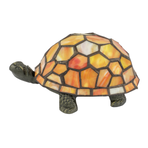 Quirky Orange and Amber Stained Glass Tiffany Tortoise Table Lamp