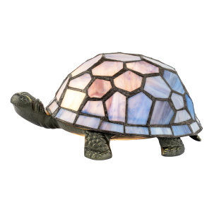 Quirky Purple and Blue Tone Stained Glass Tiffany Tortoise Table Lamp