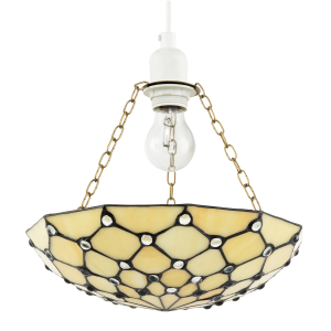 Amber Toned and Clear Beaded Tiffany Glass Easy Fit Bowl Pendant Shade