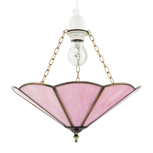 Soft Rose Pink Chic Tiffany Glass Easy Fit Pendant Shade with Chains