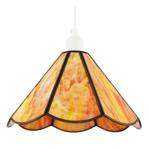 Classic Orange and Amber Tiffany Glass Easy Fit Pendant Lighting Shade