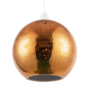 Shiny Disco Mosaic Ball in Vibrant Orange Mirrored Tiled Retro Style