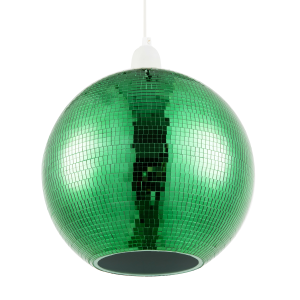 Shiny Disco Mosaic Ball in Emerald Green Mirrored Tiled Retro Style