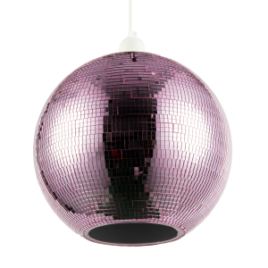 Shiny Disco Mosaic Ball in Vibrant Pink Mirrored Tiled Retro Style