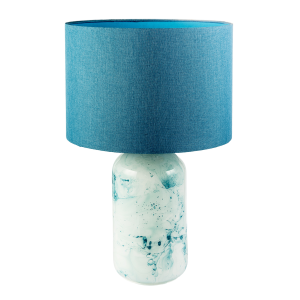 Modern Teal and Duck Egg Marble Drip Snowflake Glass Lamp with Shade