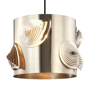 Satin Nickel Solid Metal Easy Fit Lamp Shade with Laser Cut Leaves