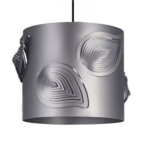 Pearl Grey Solid Metal Easy Fit Pendant Shade with Laser Cut Leaves