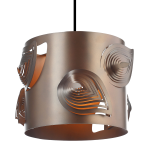 Matte Bronze Solid Metal Easy Fit Pendant Shade with Laser Cut Leaves