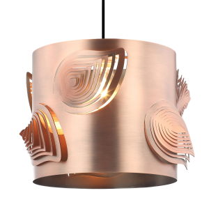 Antique Copper Metal Easy Fit Pendant Lamp Shade with Laser Cut Leaves