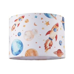 Colourful Space Themed Kids Lamp Shade with Rockets Planets and Stars
