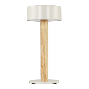 Scandinavian Look Portable Rechargeable Lamp in White and Natural Wood