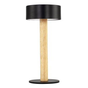 Scandinavian Look Portable Rechargeable Lamp in Black and Natural Wood