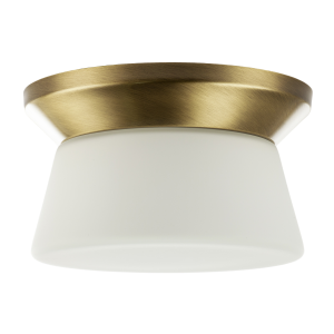 Modern Antique Brass LED Bathroom Ceiling Light with Opal White Glass