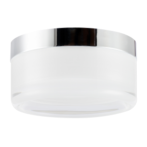 Designer Polished Chrome LED Bathroom Ceiling Light with Opal Glass