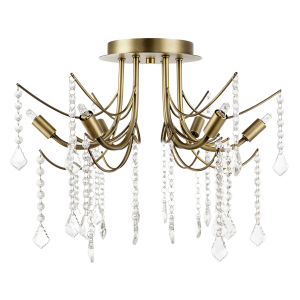 Elegant Semi Flush Chandelier Ceiling Light in Matte Antique Brass