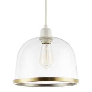 Modern Clear Glass Bowl Pendant Light Shade with Antique Brass Rim