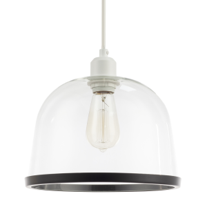 Modern Clear Glass Bowl Pendant Light Shade with Matte Black Rim