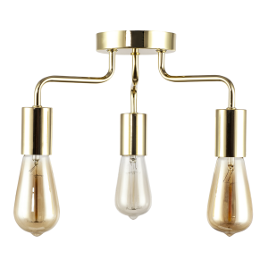 Polished Gold Semi Flush Ceiling Light to Showcase Filament Bulbs