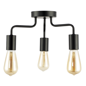 Matte Black Semi Flush Ceiling Light to Showcase Filament Bulbs