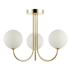 Modern Polished Gold Plated Ceiling Light Fitting with Swirl Glass