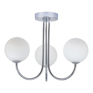 Modern Polished Chrome Plated Ceiling Light Fitting with Swirl Glass